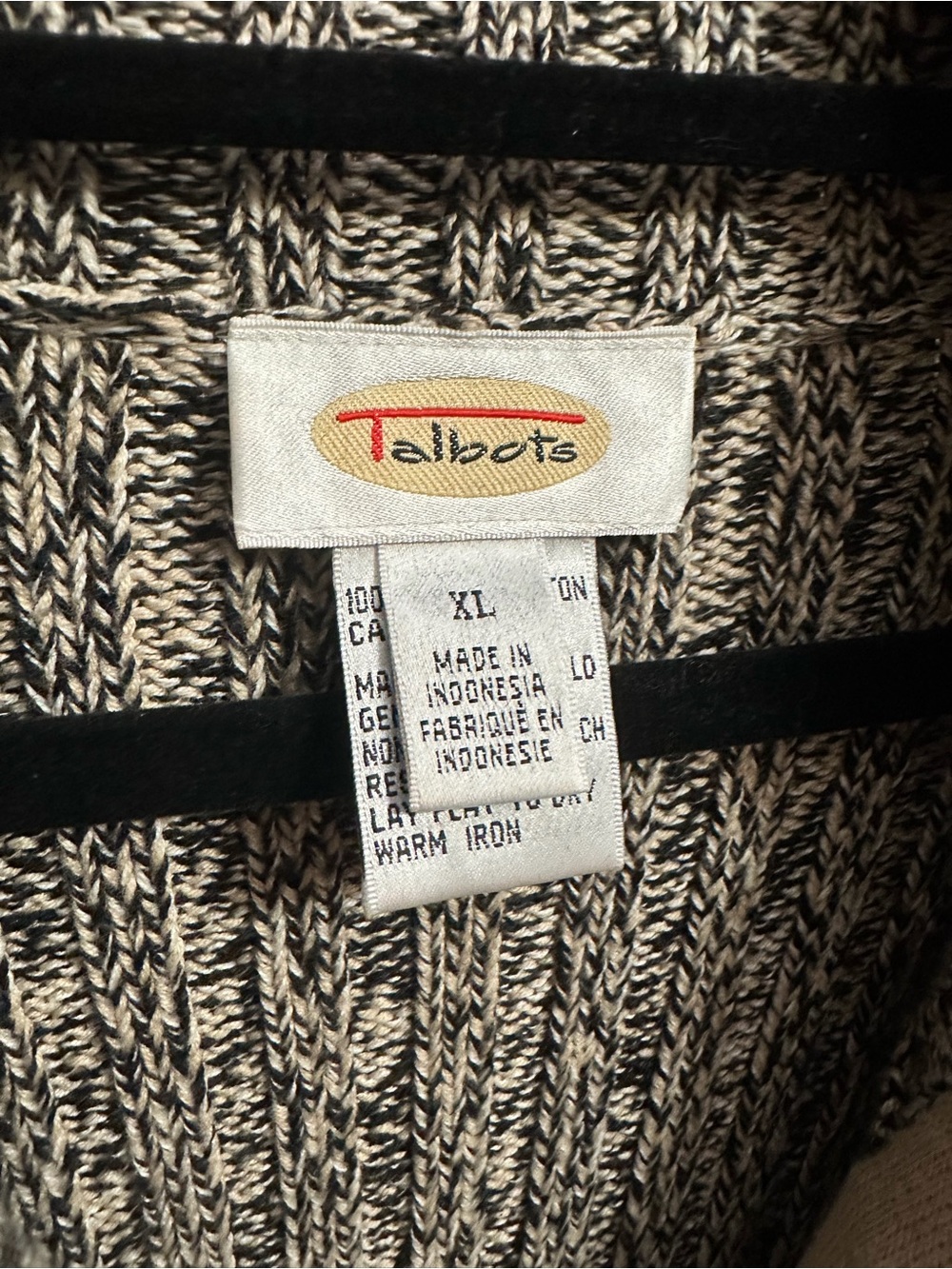Talbots Black & White Marled Zip Cardigan - Picture 4 of 4